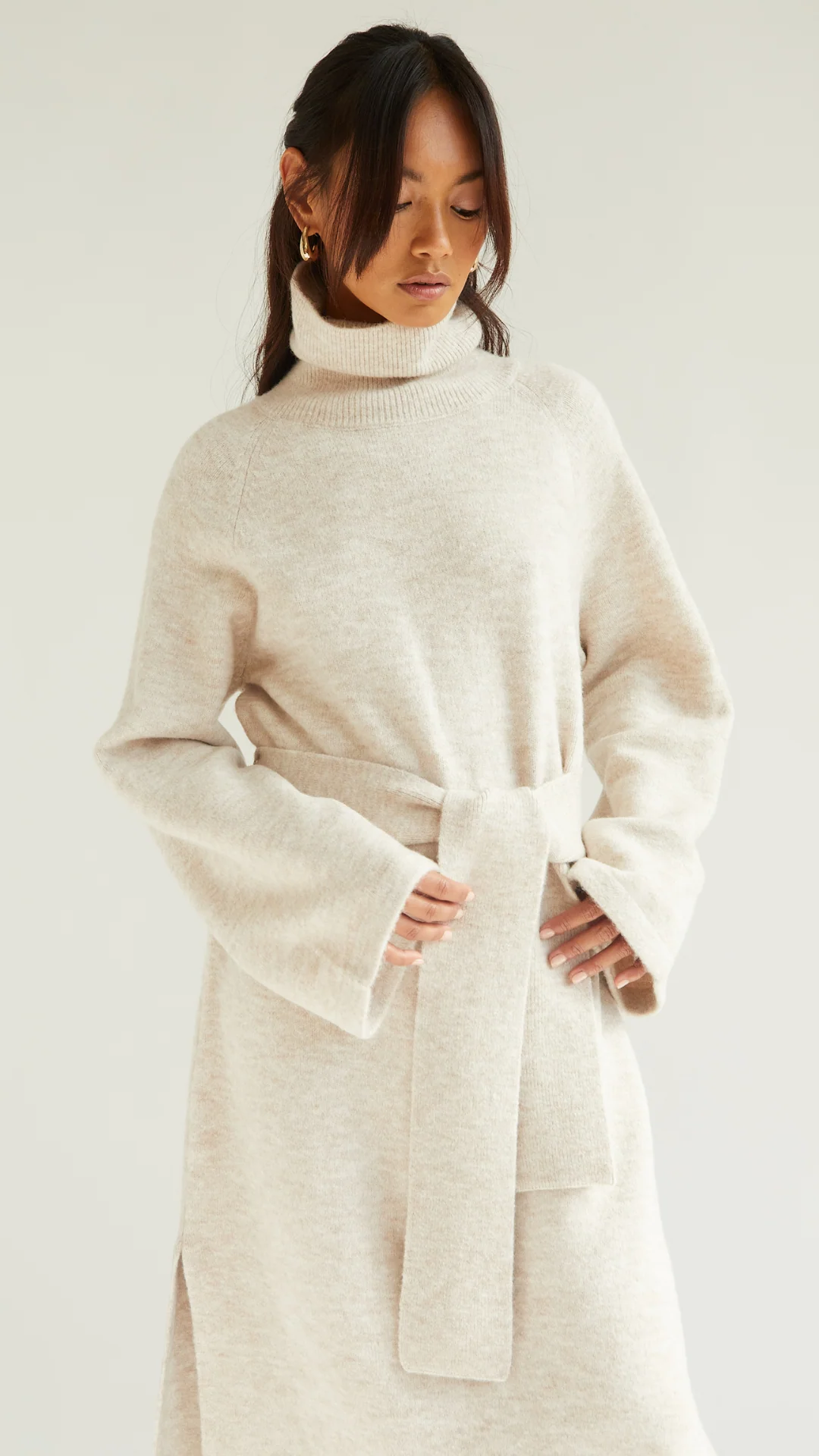 Abbie Knitted Dress - Sand - Image 8