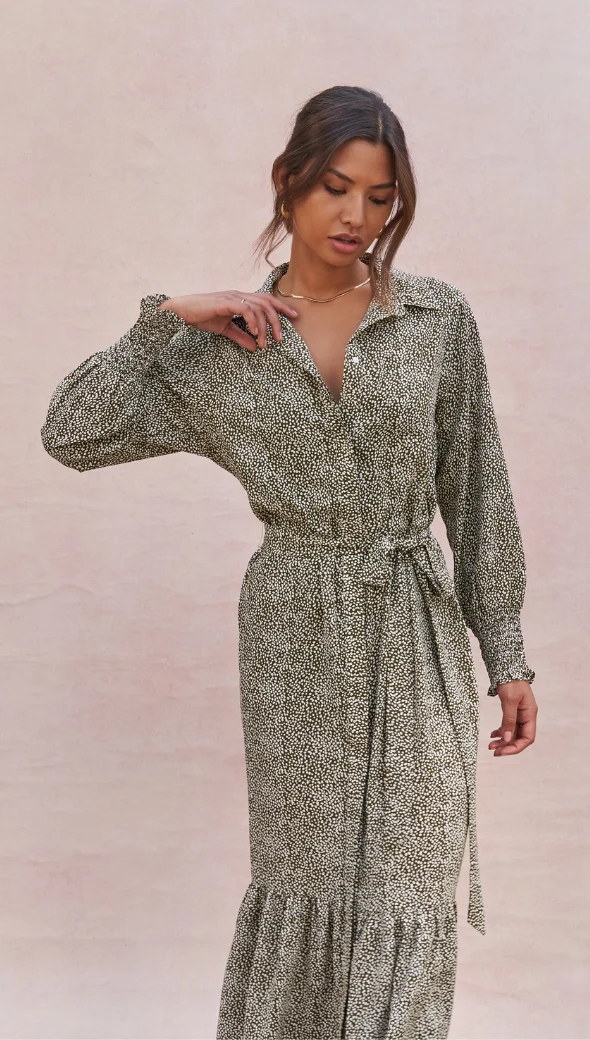 Alina Shirt Dress - Khaki Print - Image 12