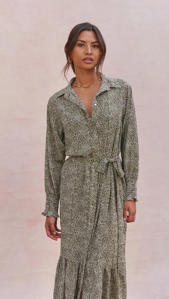 Alina Shirt Dress - Khaki Print - Image 13