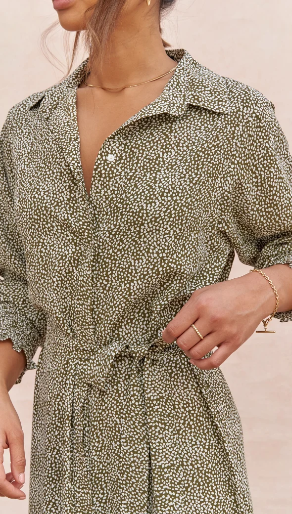 Alina Shirt Dress - Khaki Print - Image 3