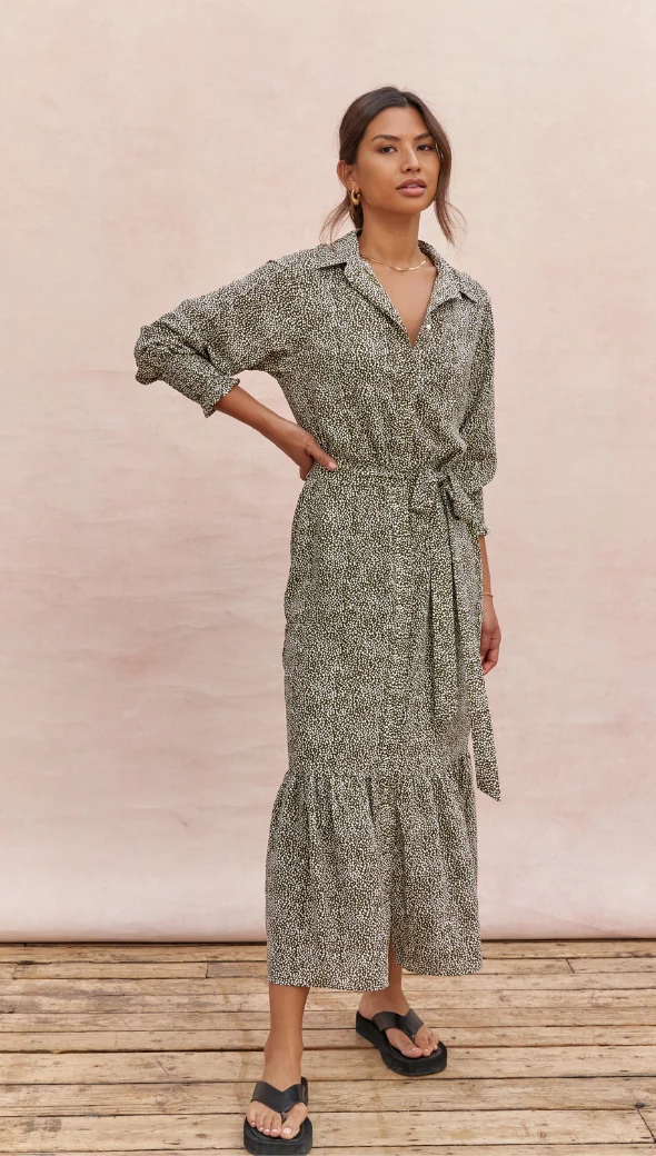 Alina Shirt Dress - Khaki Print - Image 6