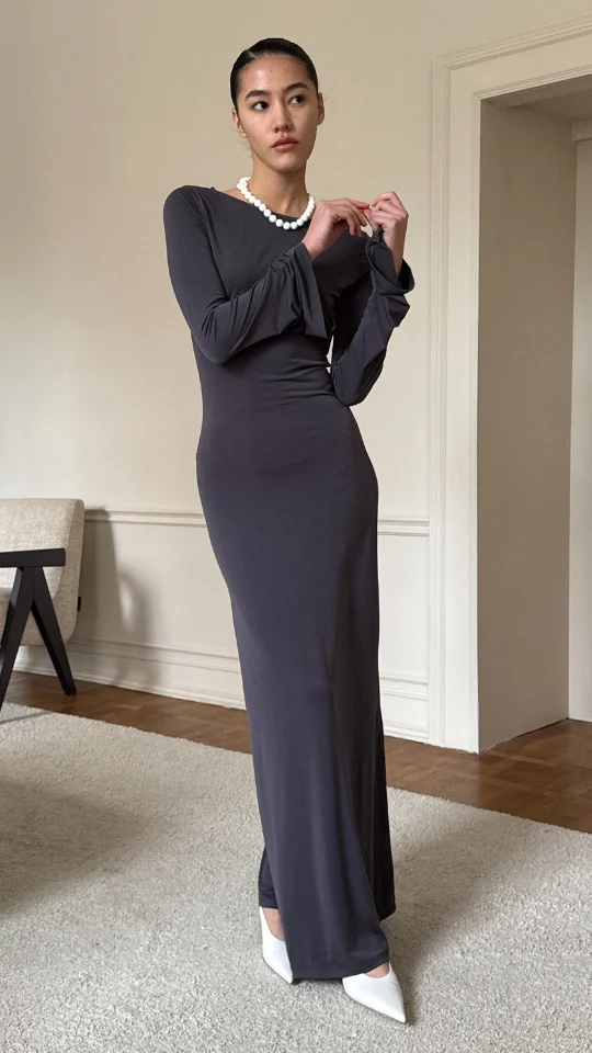 Allie Jersey Dress - Grey - Image 6