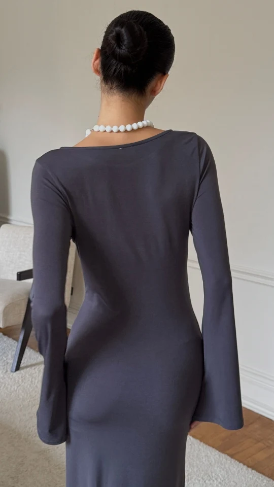 Allie Jersey Dress - Grey - Image 7