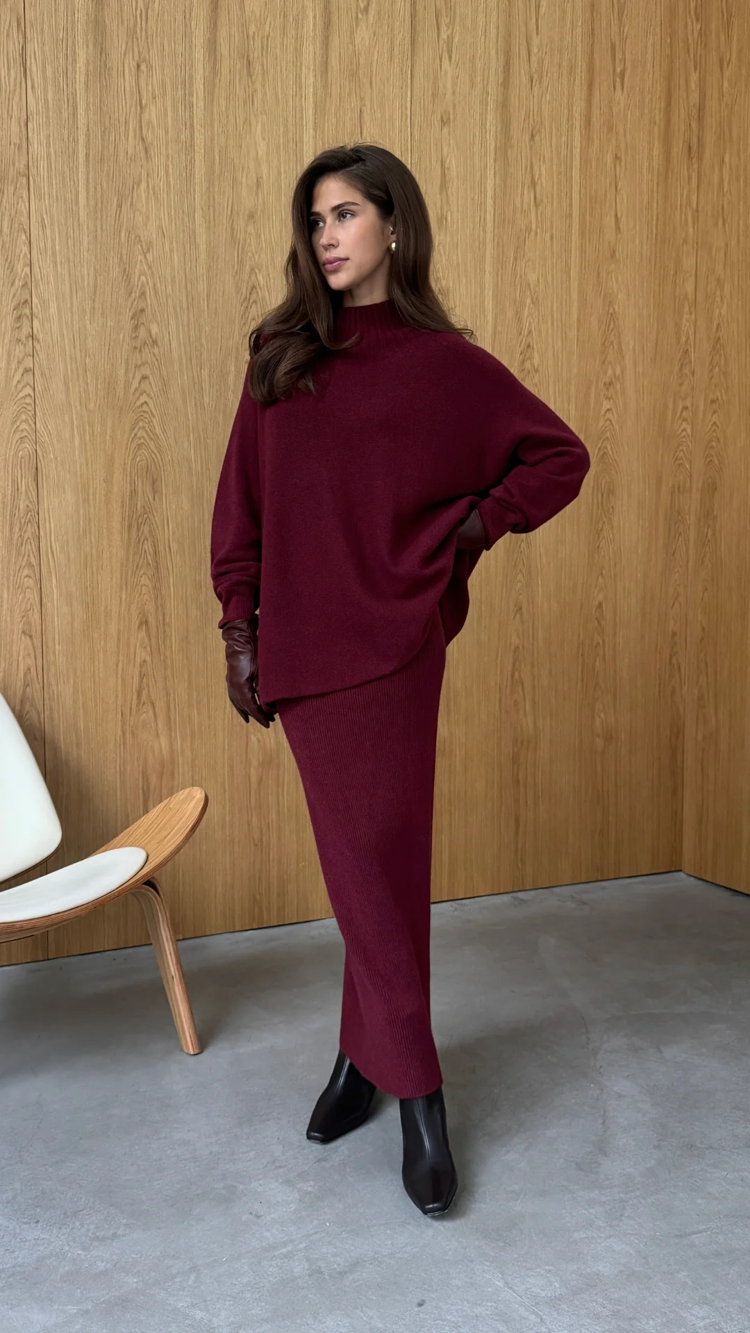 Alma Pencil Skirt - Dark Cherry - Image 3
