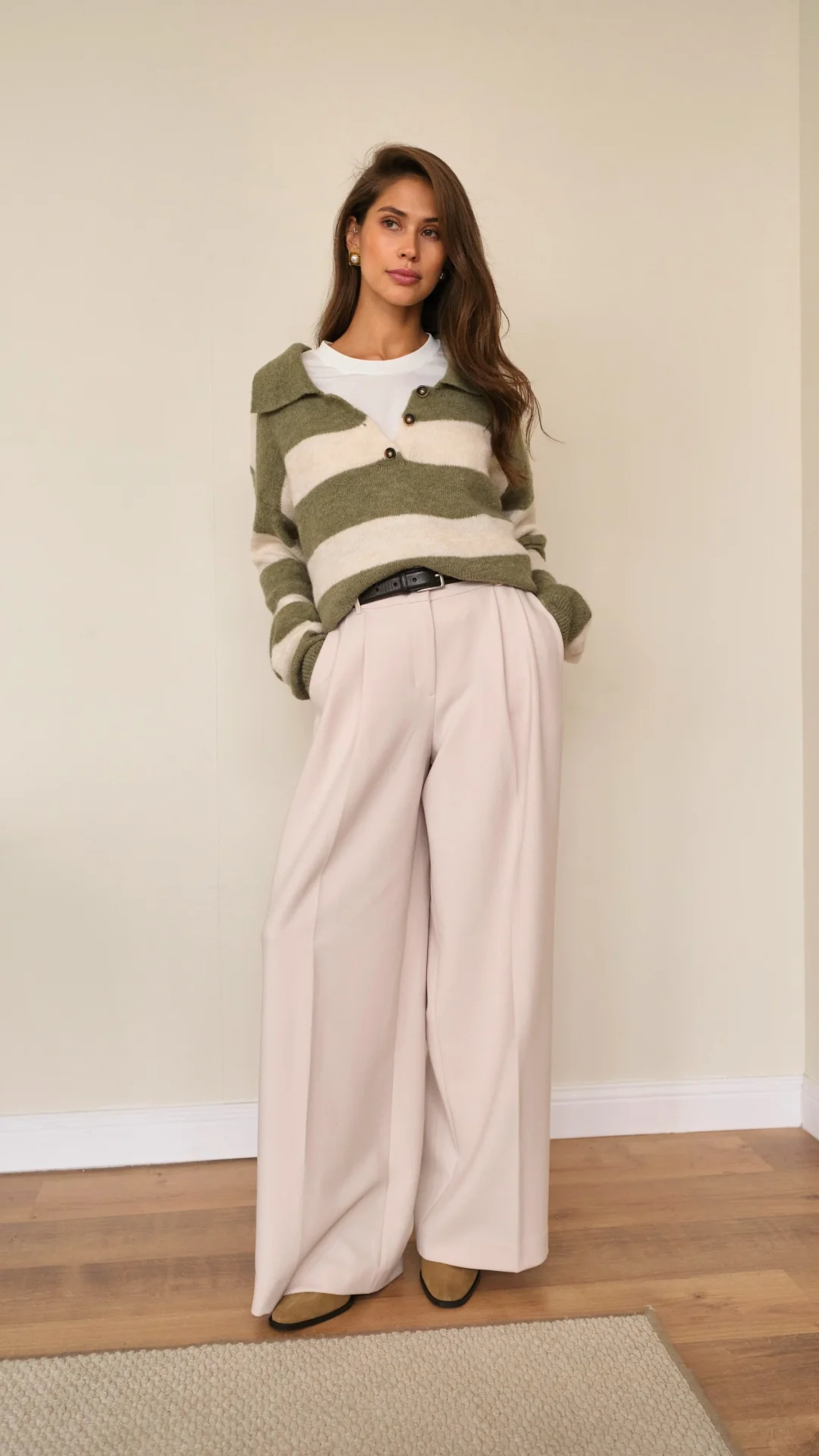 Arlo Sweater - Khaki Off-White Stripes - Image 4