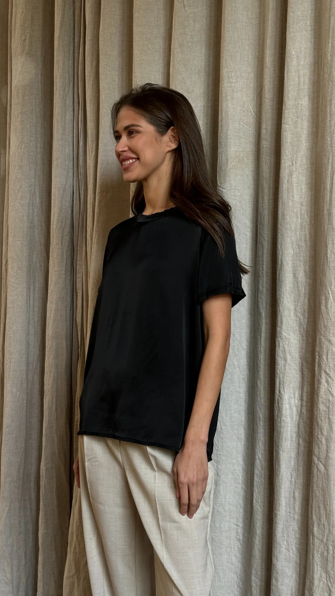 Bree Satin Top - Black - Image 7