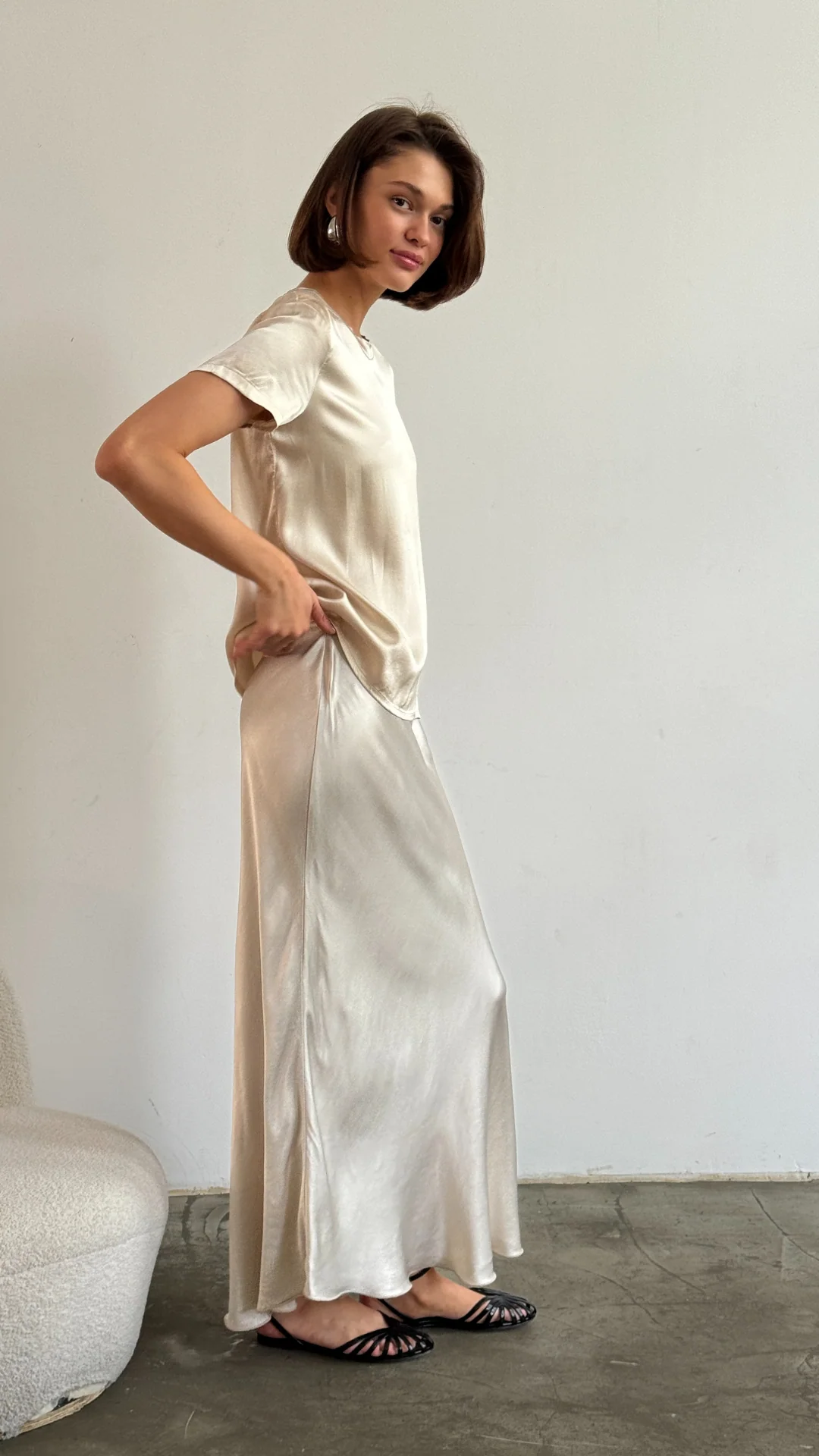 Bree Satin Top - Ivory - Image 19
