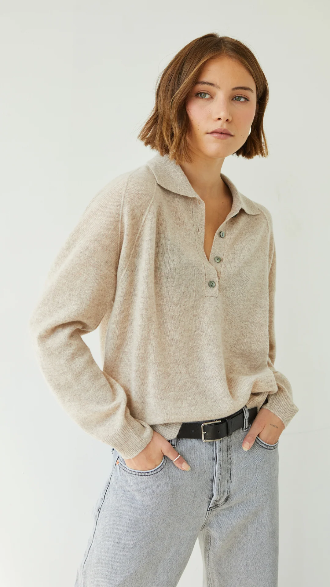 Caprice Cashmere Sweater - Oat - Image 3