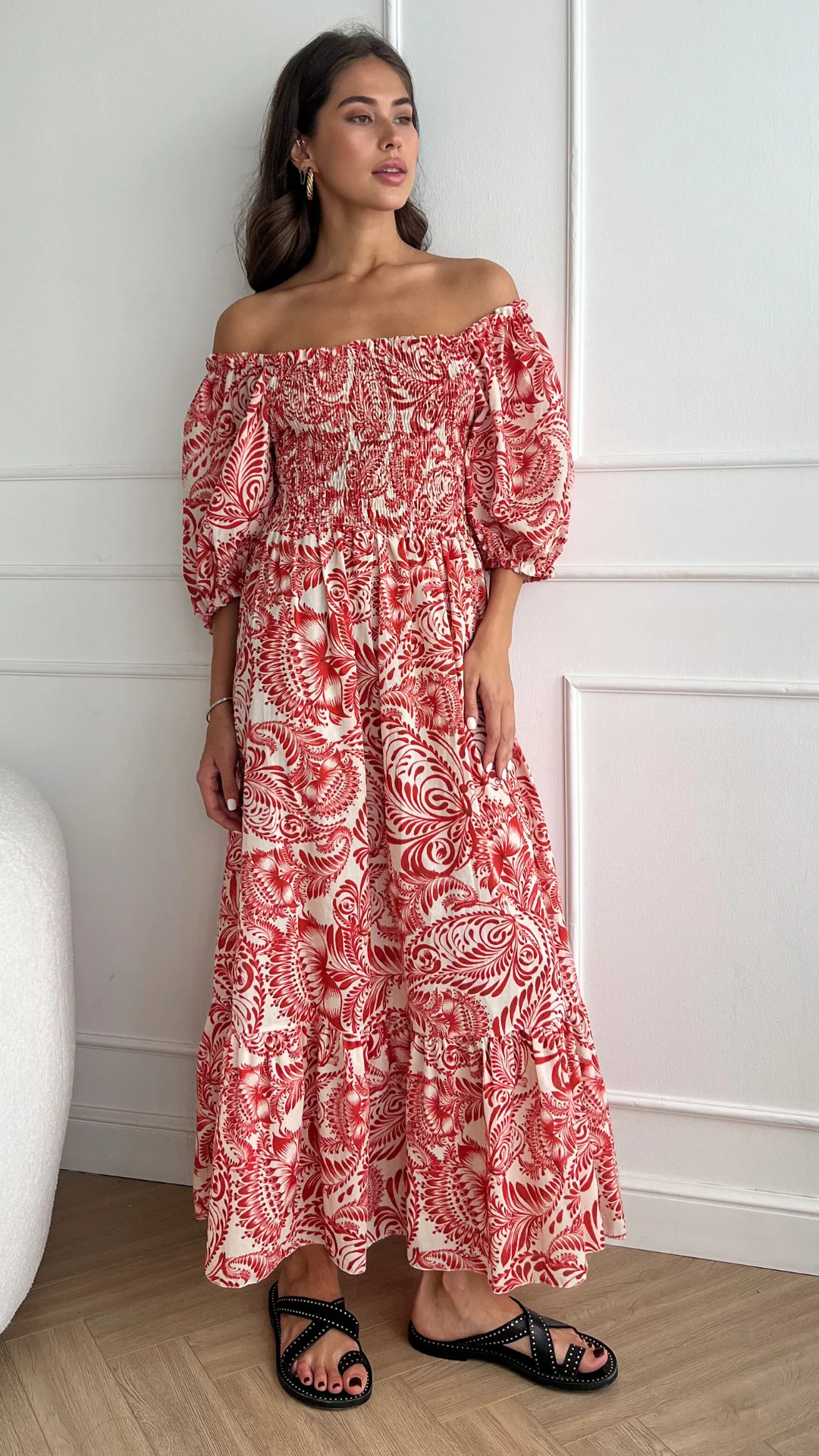 Carina Print Dress - Red Print - Image 7
