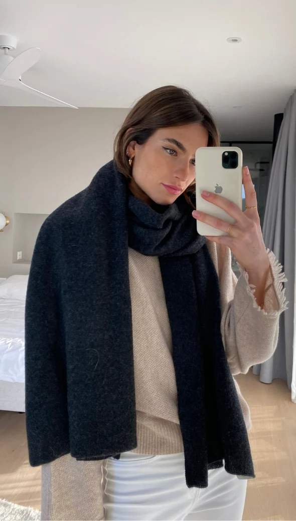 Cashmere Travel Wrap - Dark Grey Melange - Image 6