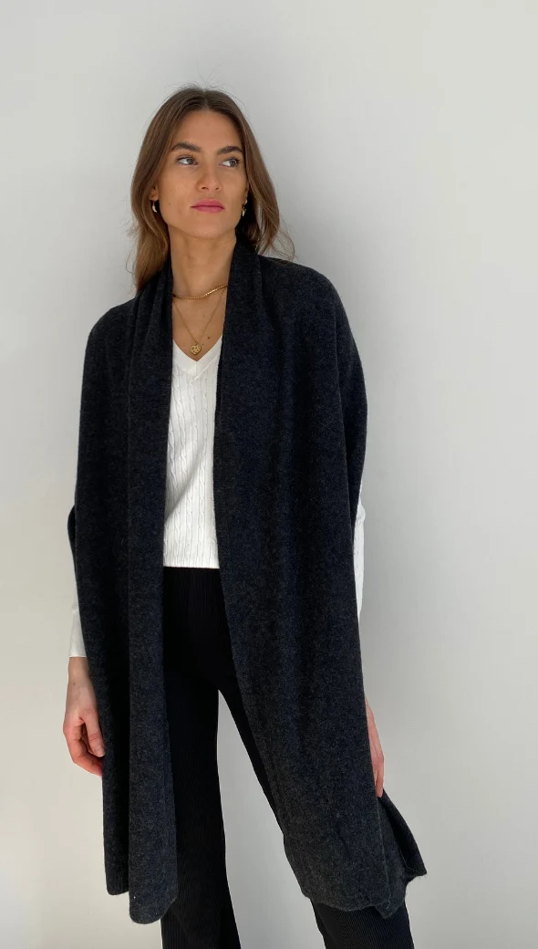 Cashmere Travel Wrap - Dark Grey Melange - Image 7