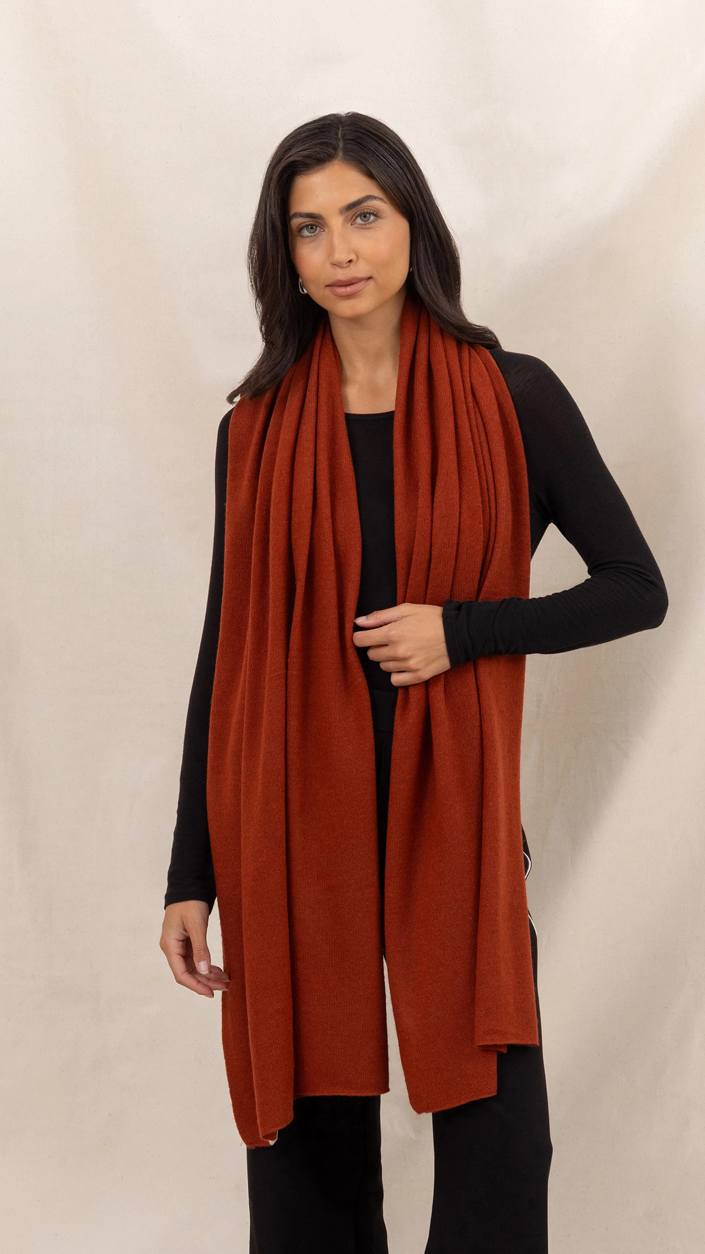 Cashmere Travel Wrap - Terracotta - Image 6