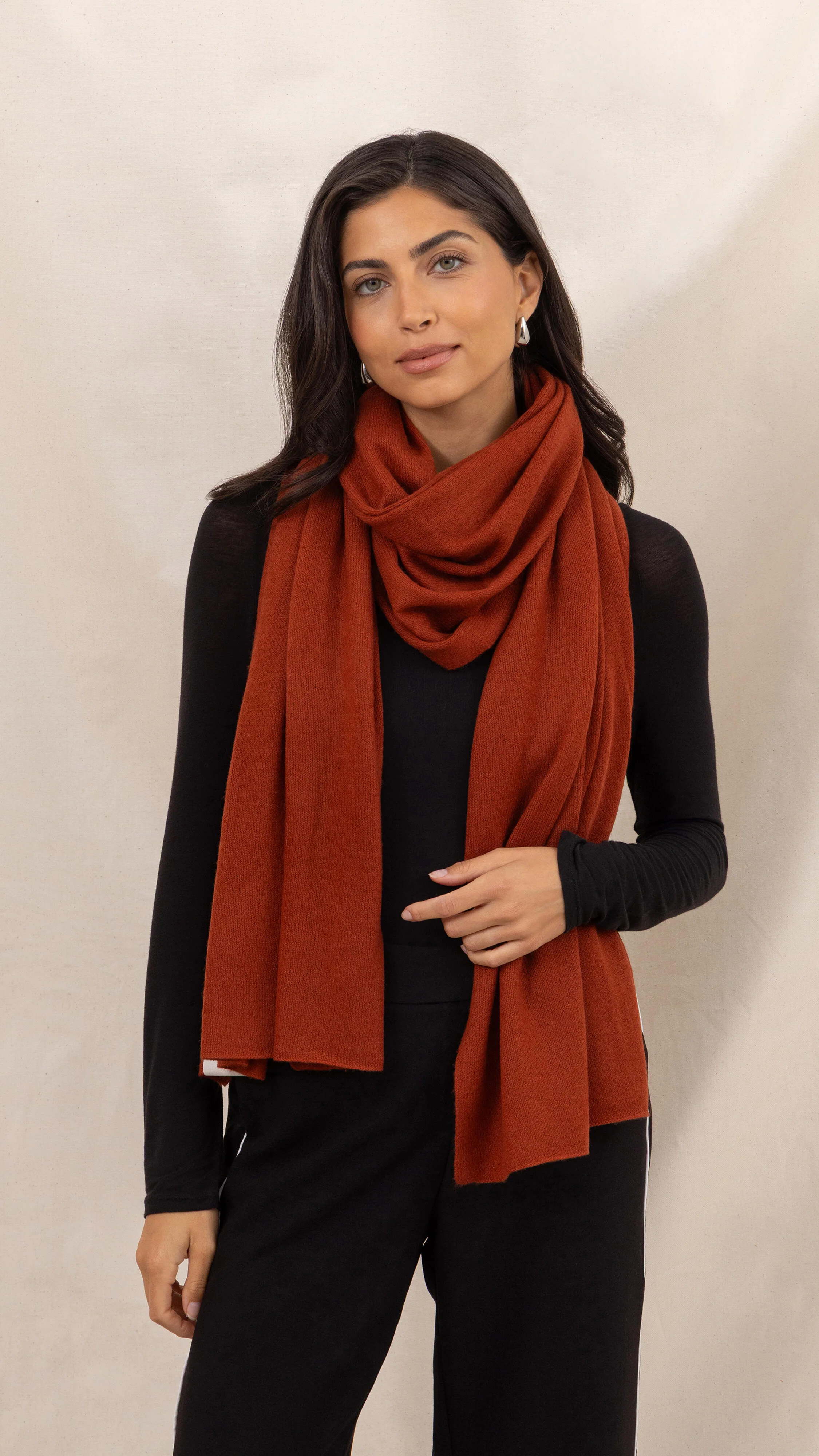 Cashmere Travel Wrap - Terracotta - Image 8