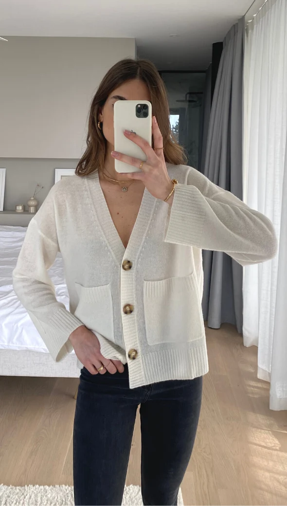 Cathrine Cashmere Cardigan - Ivory - Image 2