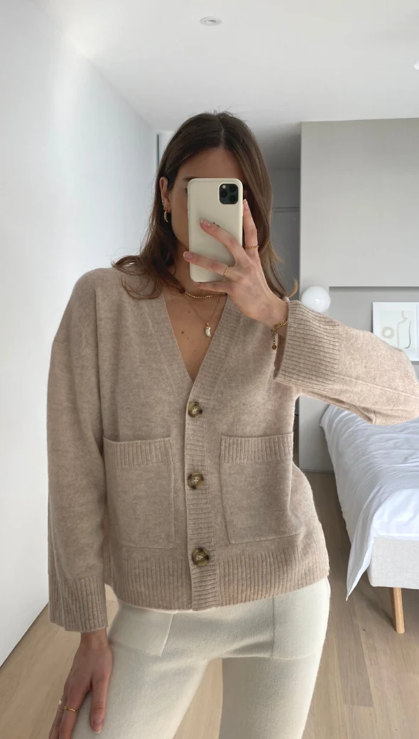 Cathrine Cashmere Cardigan - Oatmeal - Image 2