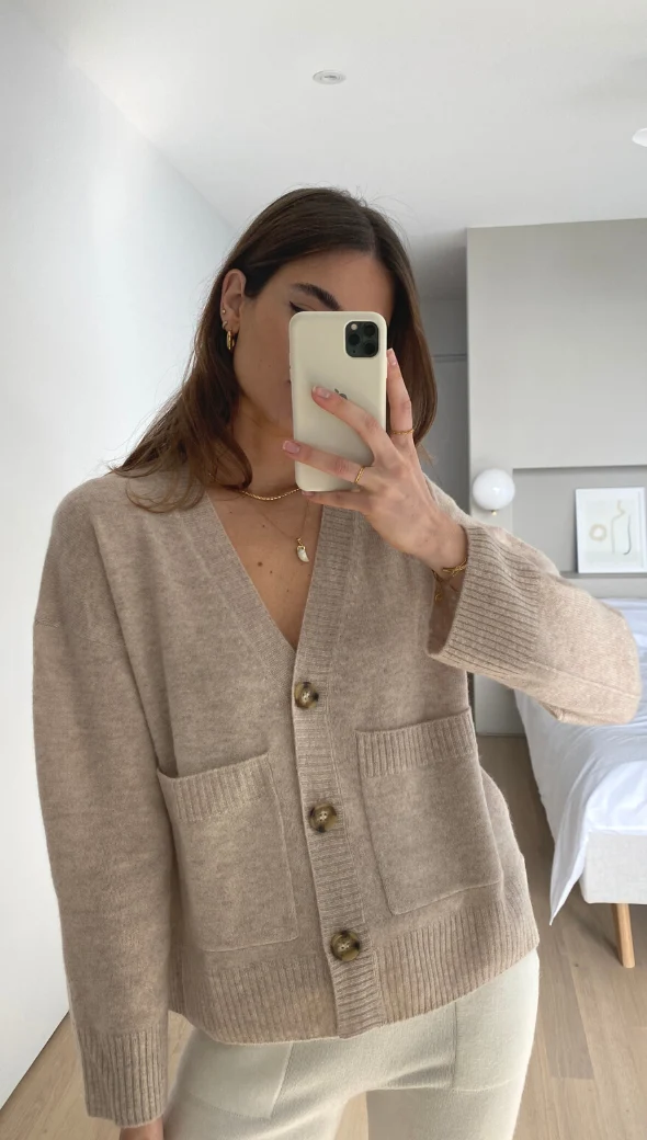Cathrine Cashmere Cardigan - Oatmeal - Image 3