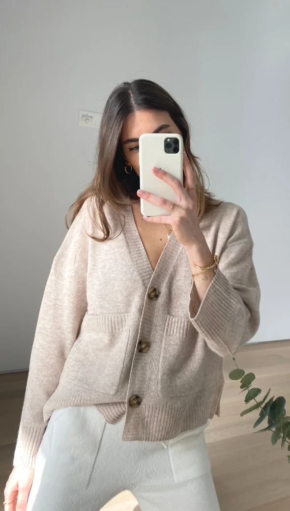 Cathrine Cashmere Cardigan - Oatmeal - Image 4