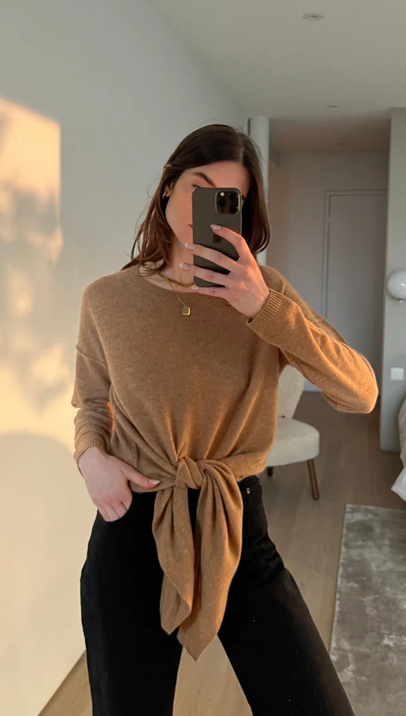 Christa Cashmere Sweater - Tan - Image 4