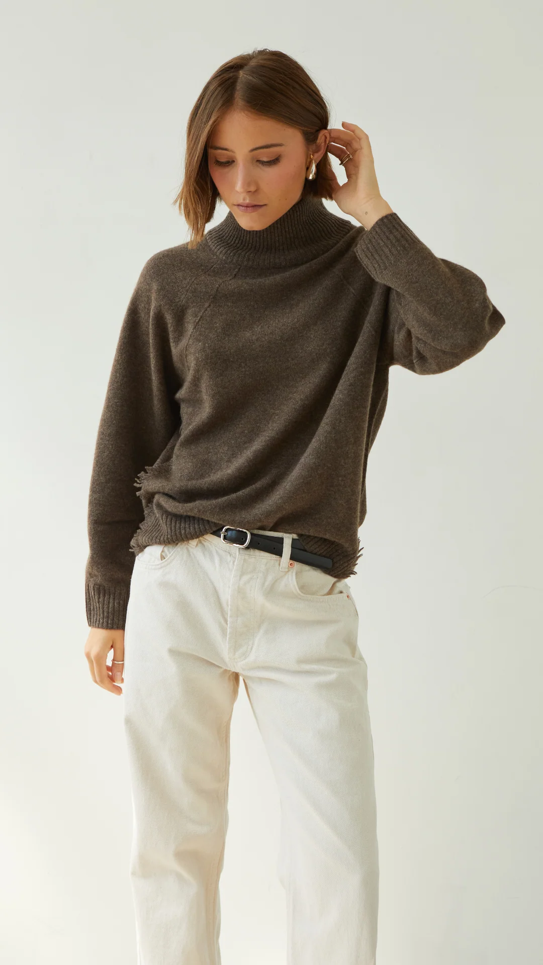 Cian Cashmere Sweater - Bark - Image 3