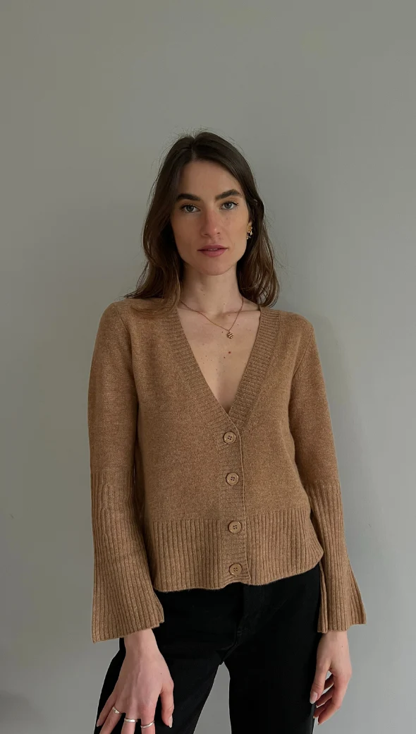 Cindy Cashmere Cardigan - Tan - Image 4