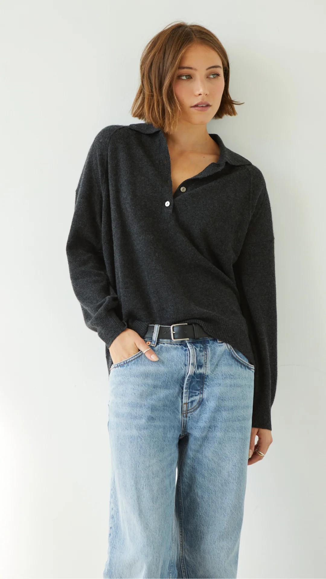 Caprice Cashmere Sweater - Dark Grey - Image 10