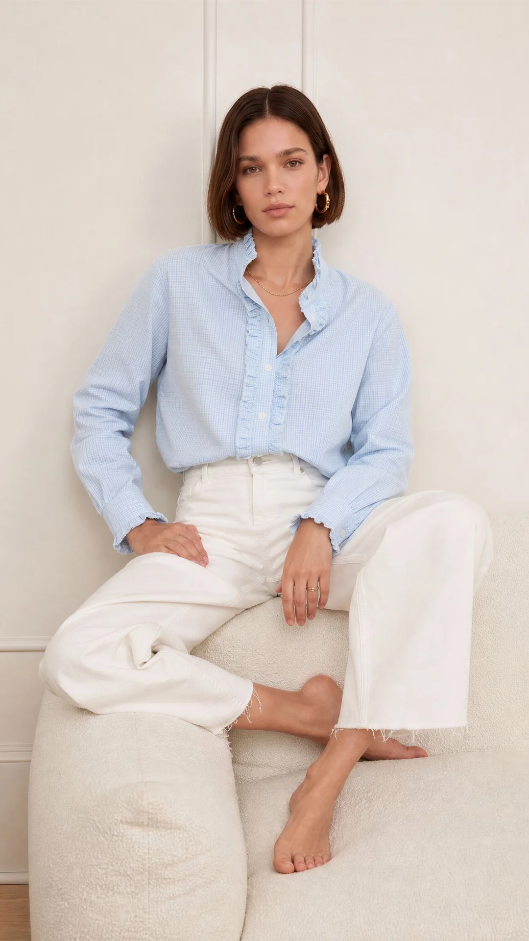 Daria Shirt - Soft Blue Check - Image 6