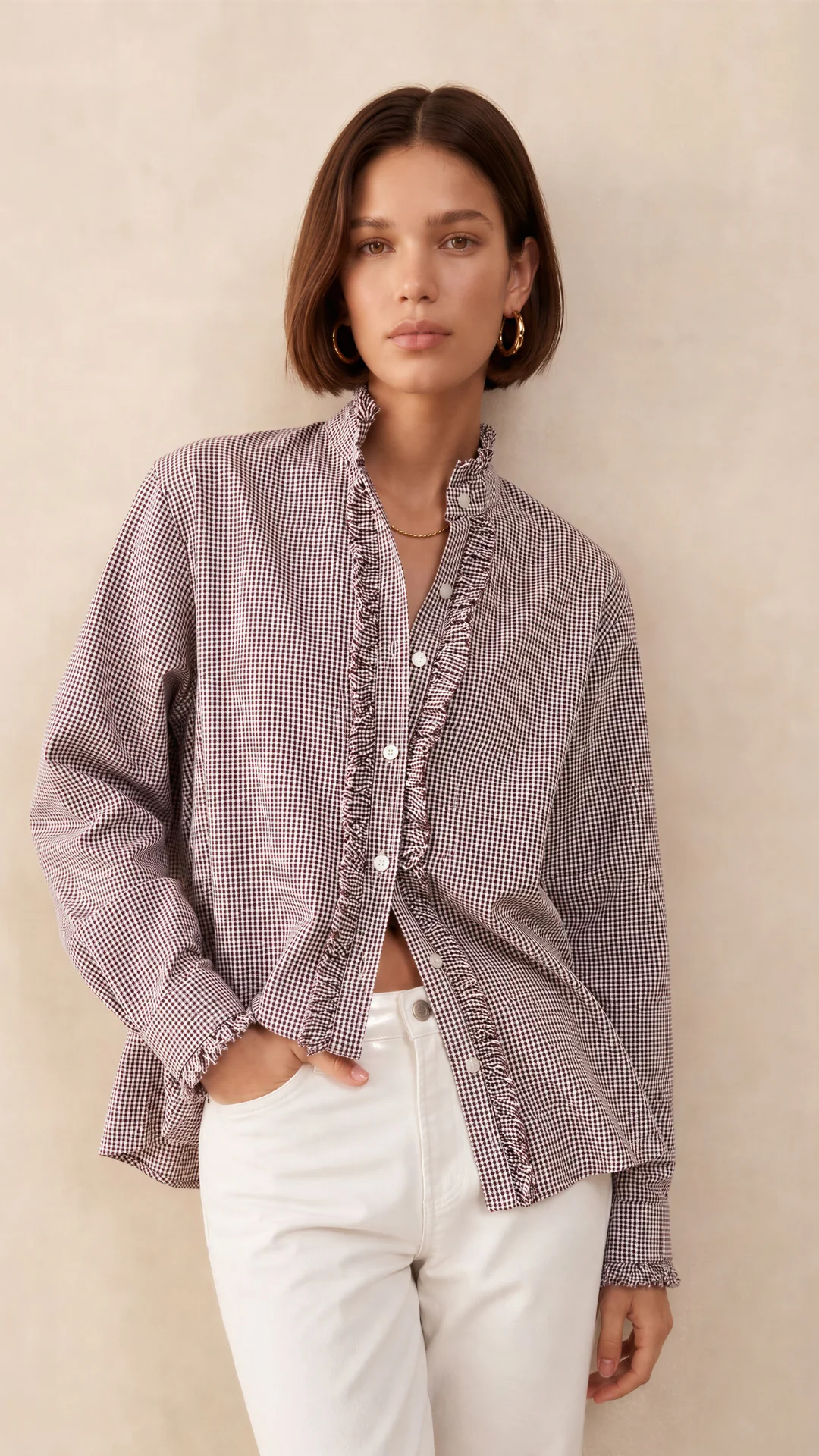 Daria Shirt - Brown Gingham - Image 4