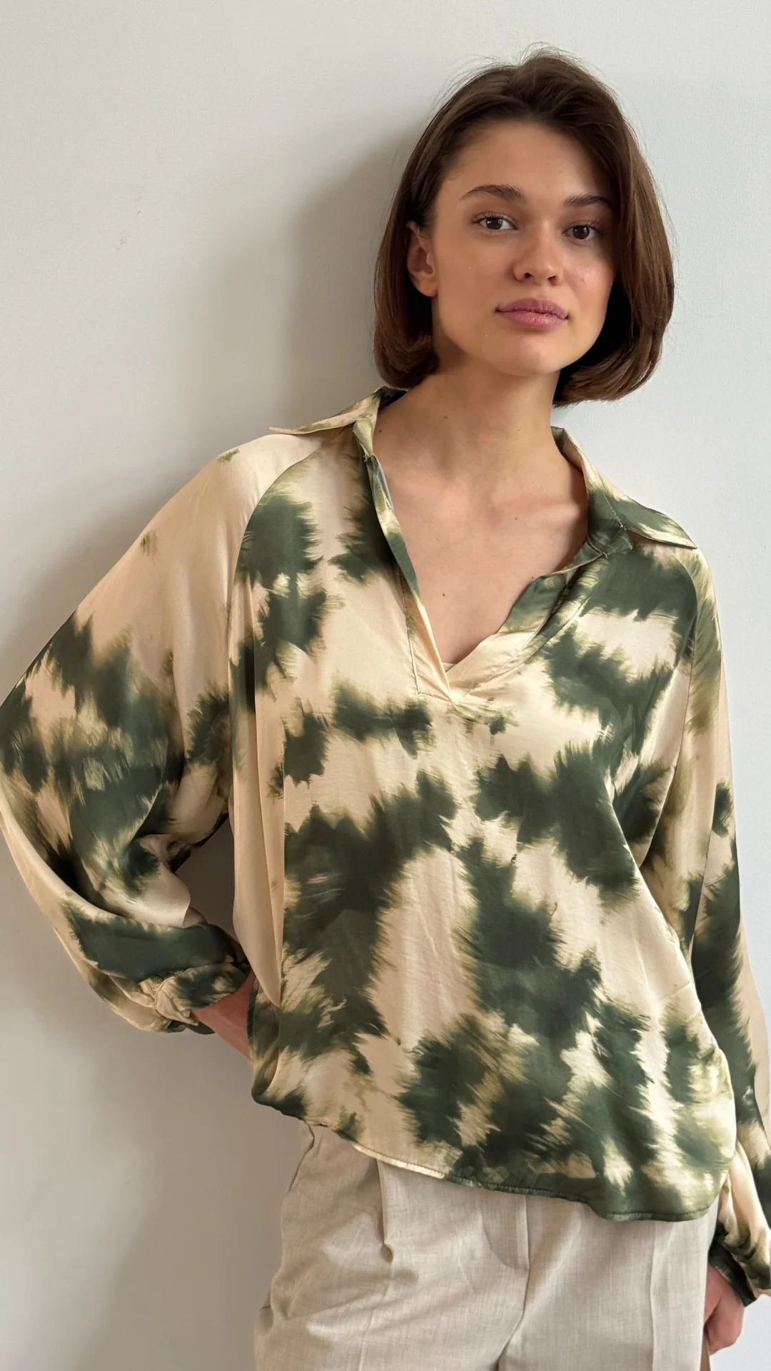 Eden Top - Khaki Tie Dye Print - Image 2