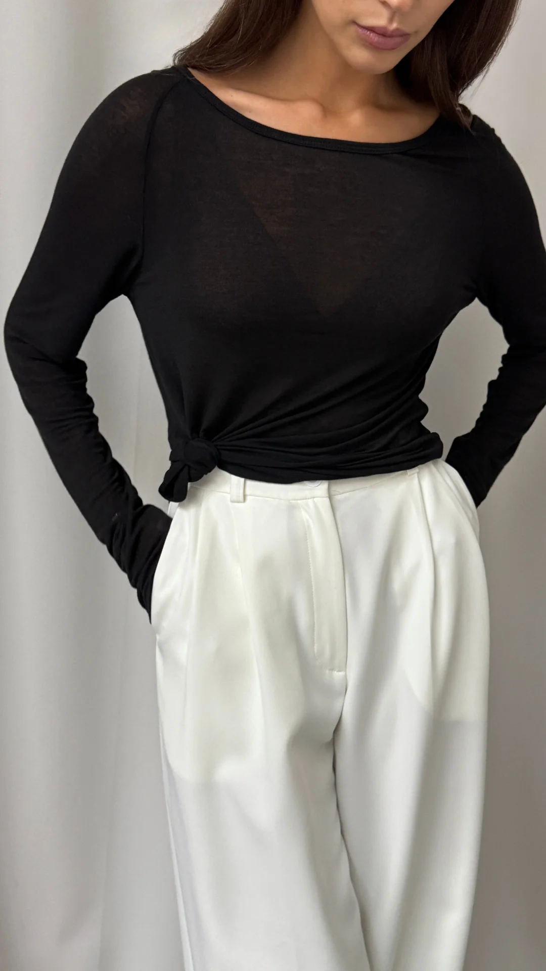 Esme Cashmere Jersey Top - Black - Image 10
