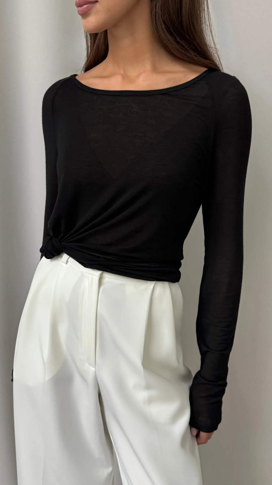 Esme Cashmere Jersey Top - Black - Image 9