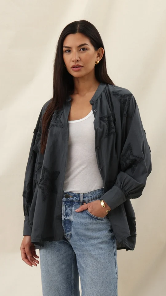 Estelle Star Detail Shirt - Anthracite - Image 2
