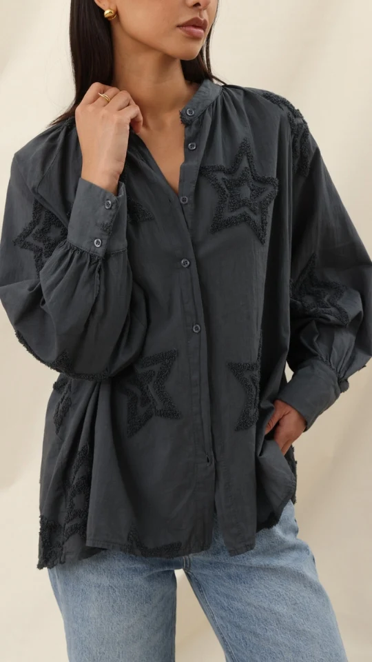 Estelle Star Detail Shirt - Anthracite - Image 3
