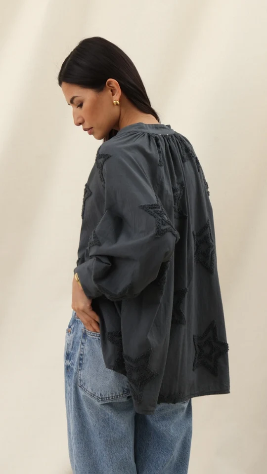 Estelle Star Detail Shirt - Anthracite - Image 4