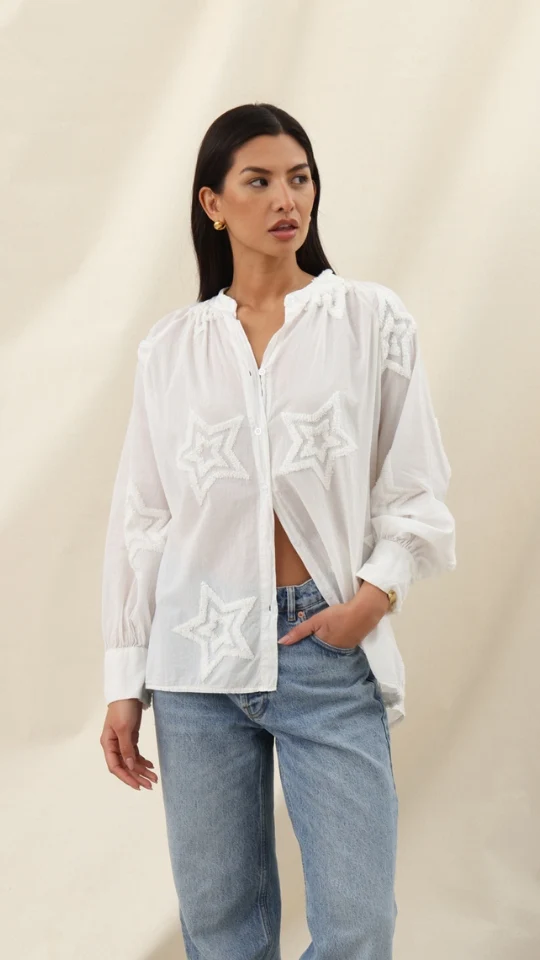 Estelle Star Detail Shirt  - Ecru