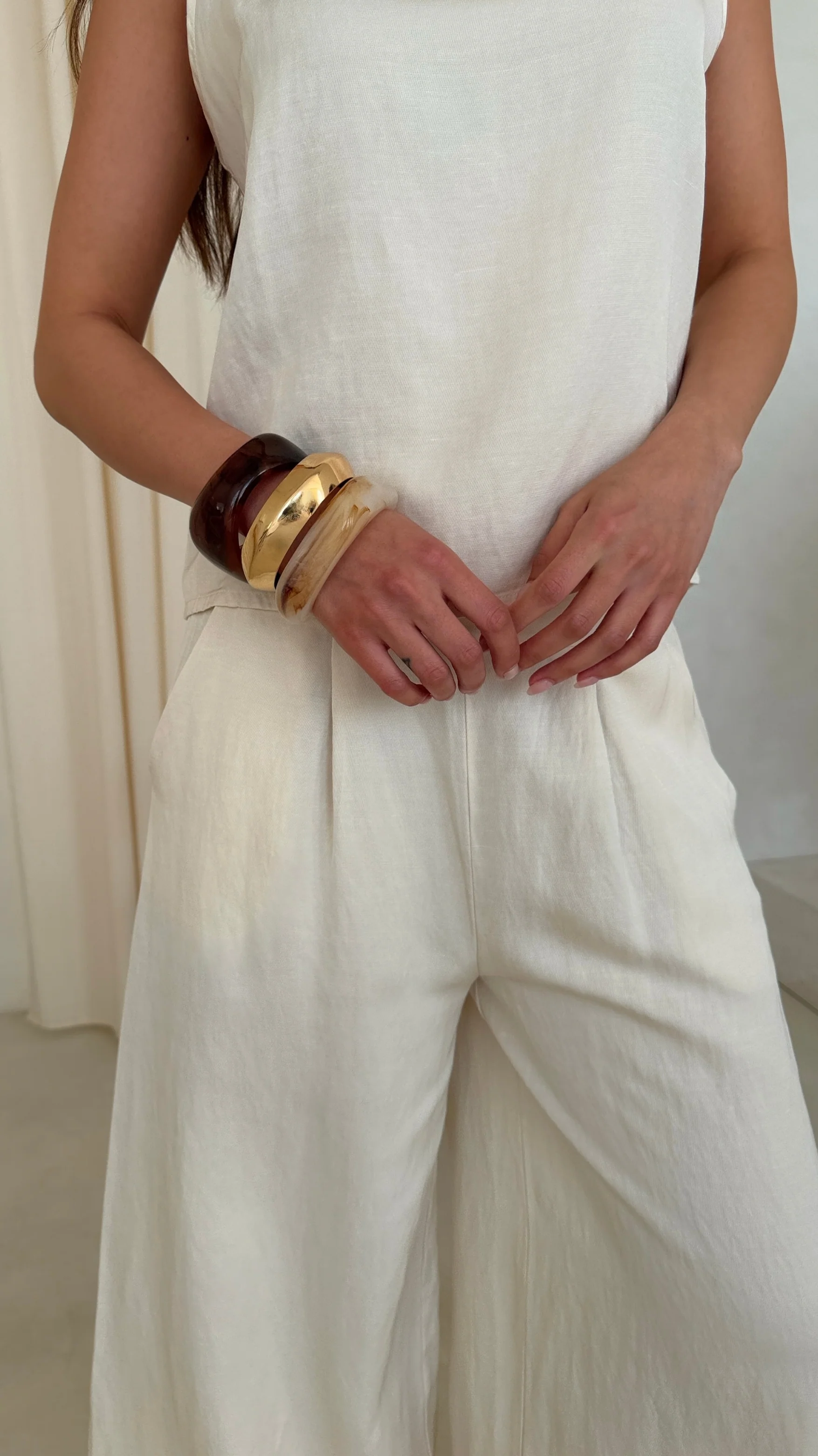 Flavia Tencel Linen Trousers - Ivory - Image 12