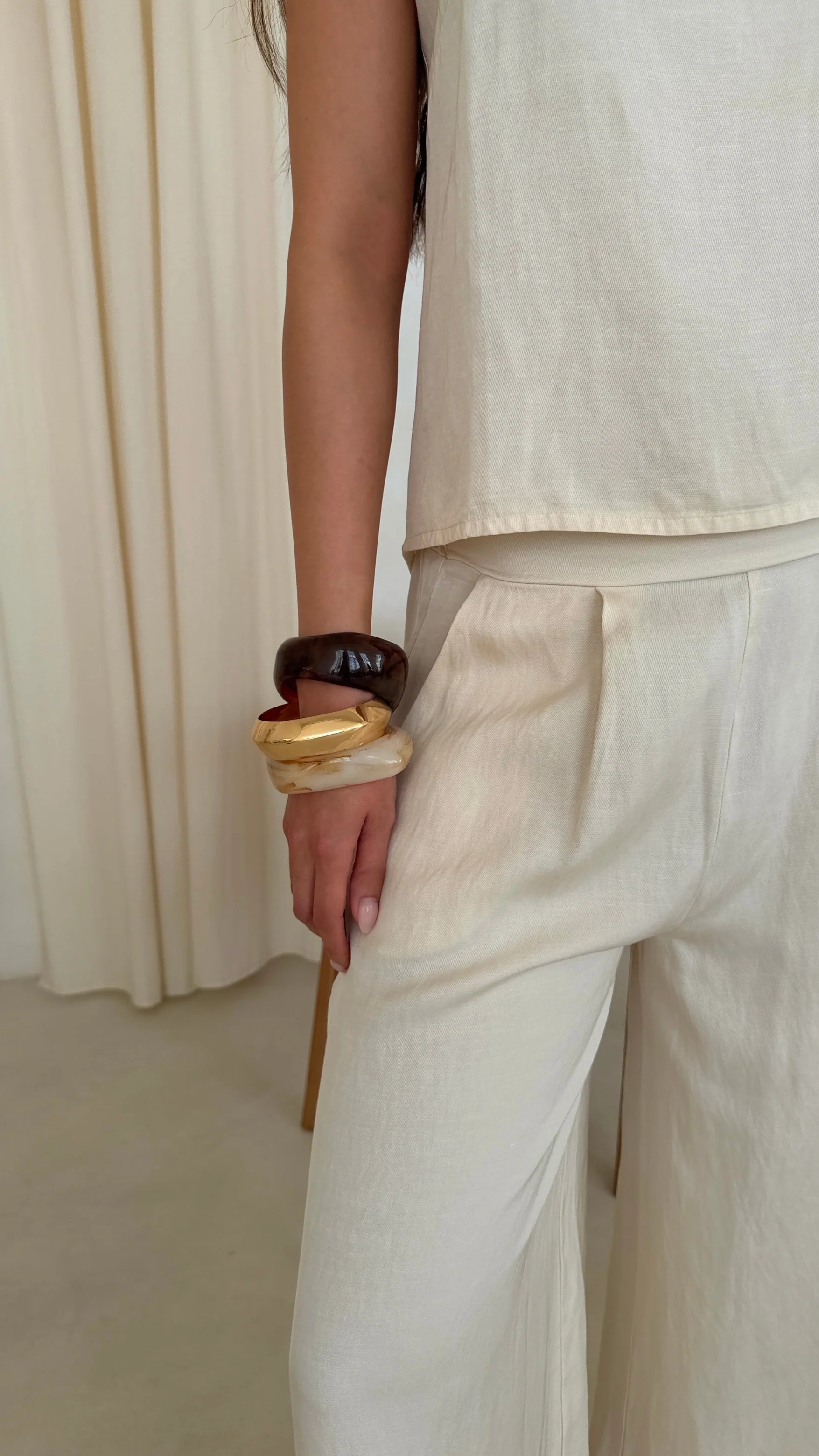Flavia Tencel Linen Trousers - Ivory - Image 14