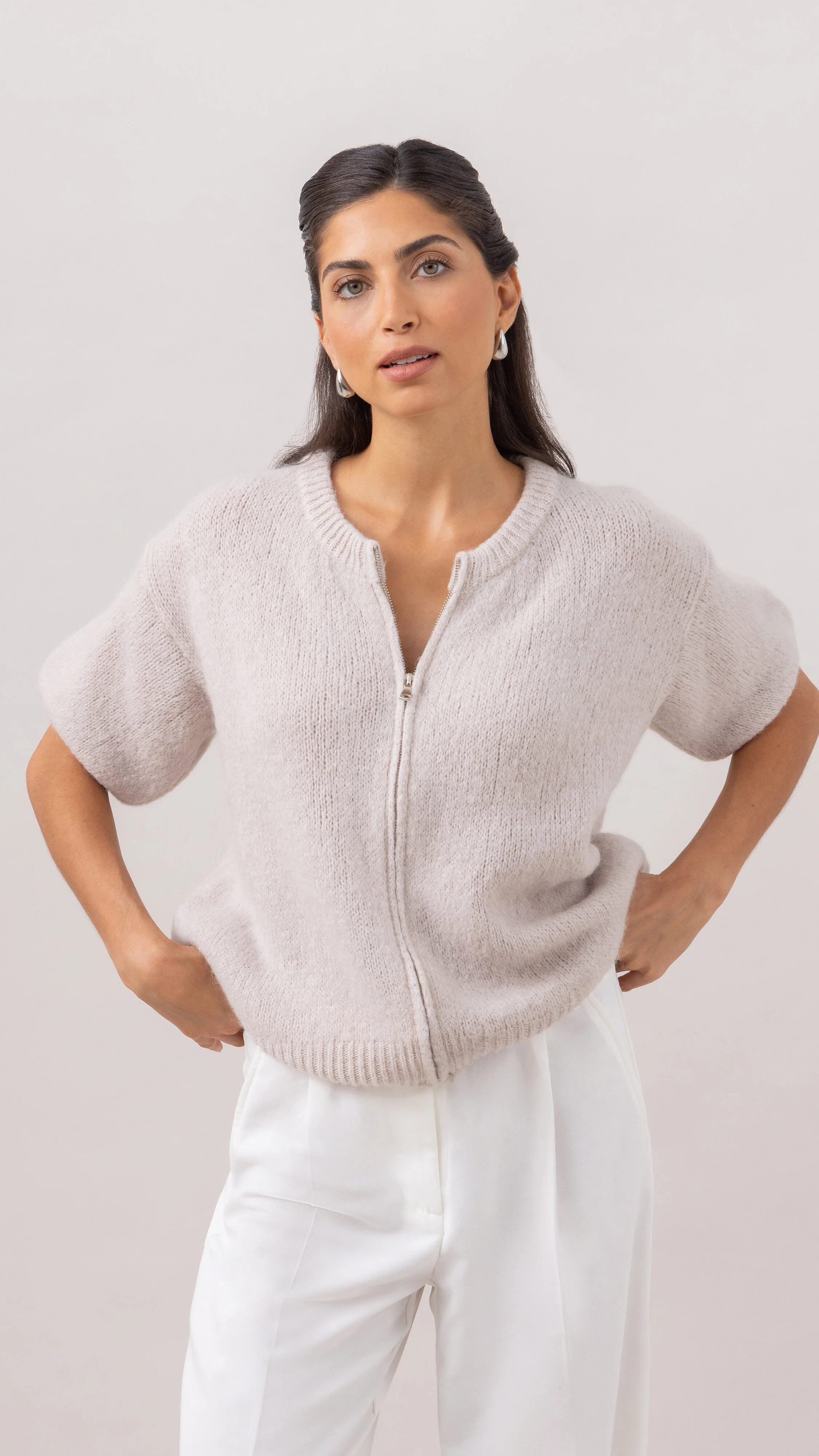Gabi Zip Cardigan - Ivory - Image 5
