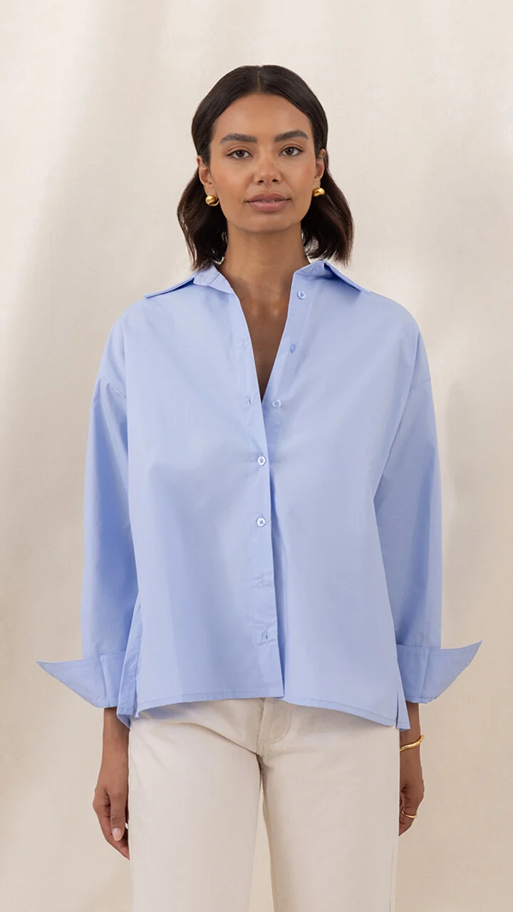 Indie Cotton Shirt - Sky Blue - Image 3