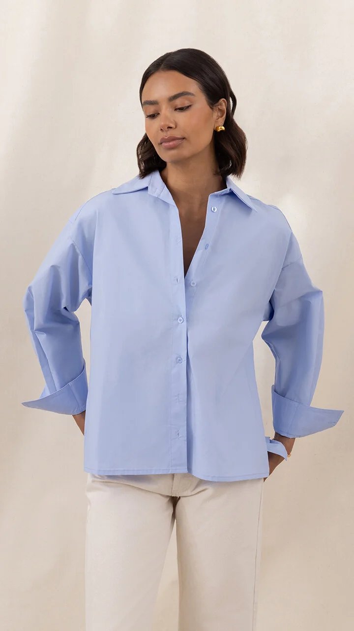 Indie Cotton Shirt - Sky Blue - Image 4