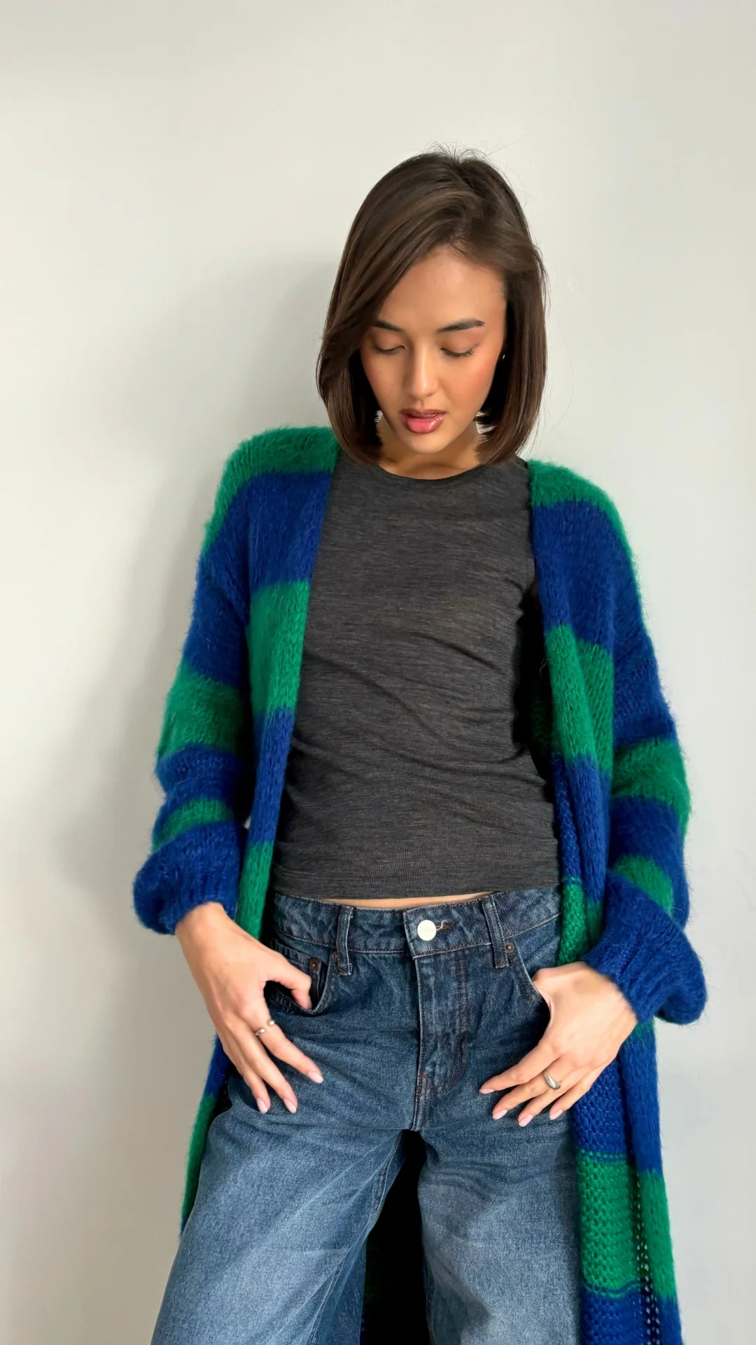 Kay Cardigan - Emerald Blue Marine Stripes - Image 9