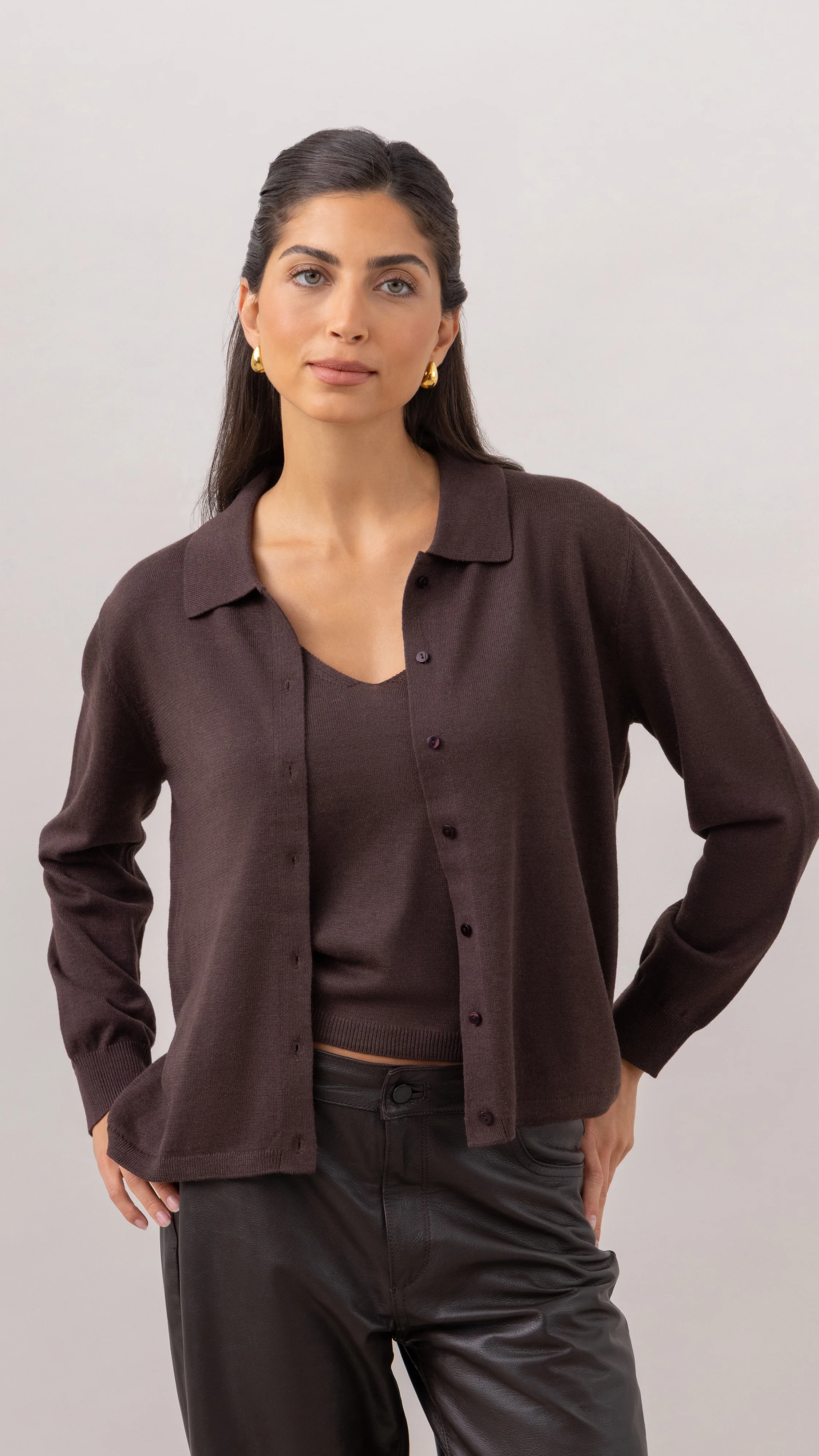 Kora Knitted Twin Set - Espresso - Image 2