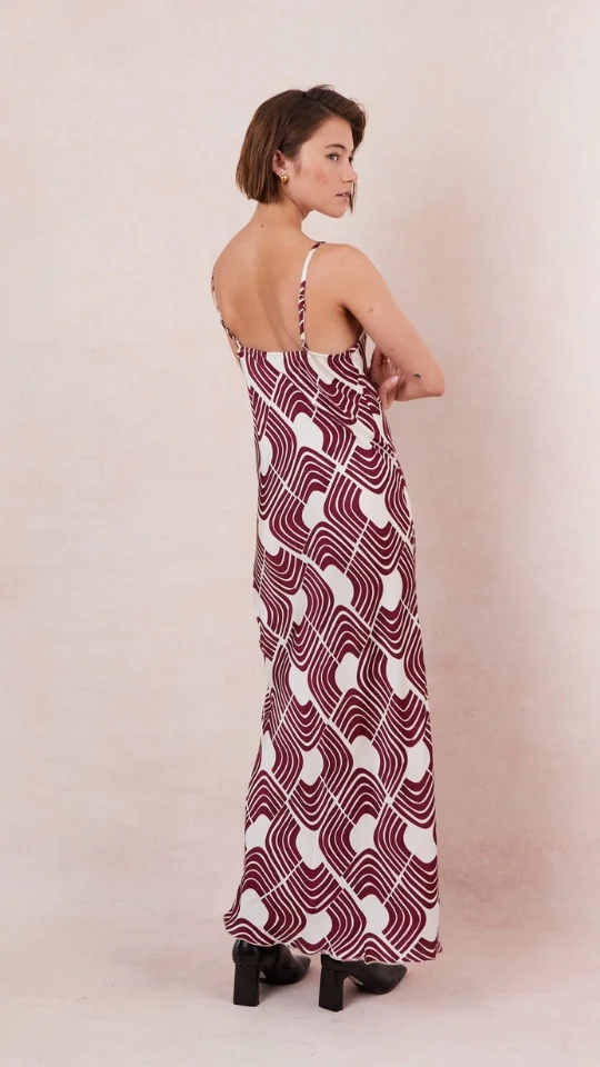 Lana Satin Dress - Geometric Print - Image 10