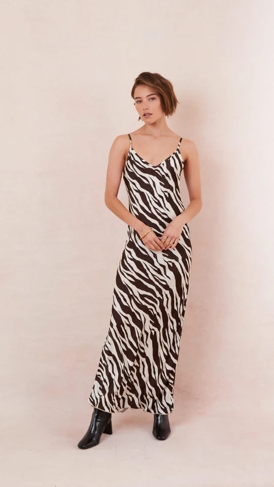 Lana Satin Dress - Zebra Print - Image 11
