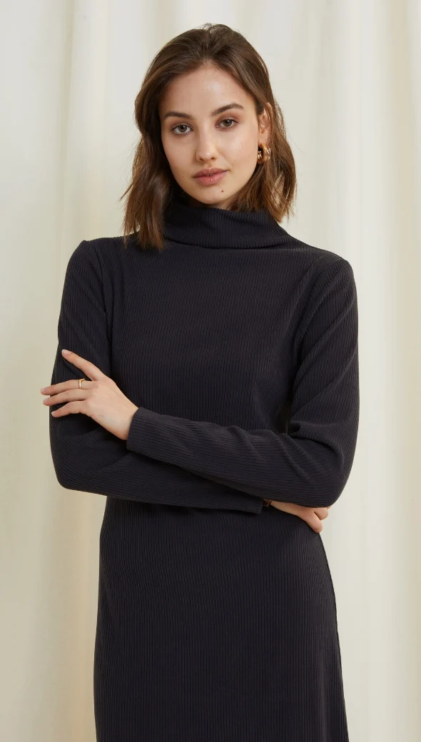 Leni Ribbed Dress - Slate - Image 3