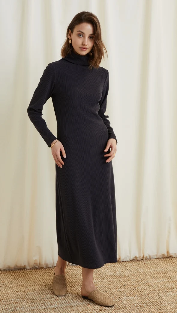 Leni Ribbed Dress - Slate - Image 6