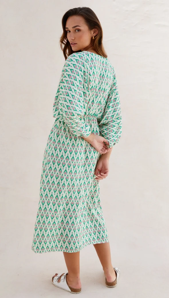 Lera Print Dress - Green Print - Image 3