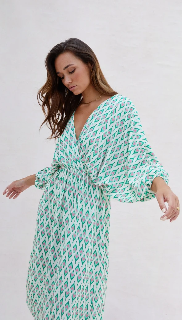Lera Print Dress - Green Print - Image 5