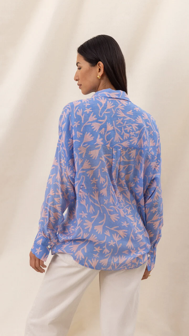 Libby Printed Shirt - Blue Meadow Print - Image 3