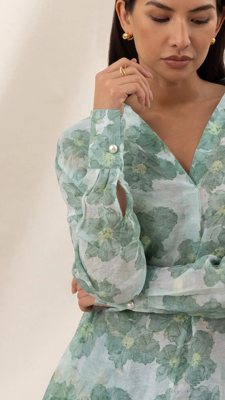 Libby Printed Shirt - Jade Floral Print - Image 4