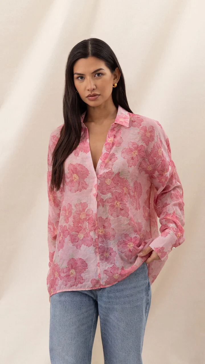 Libby Printed Shirt - Rose Floral Print - Image 2
